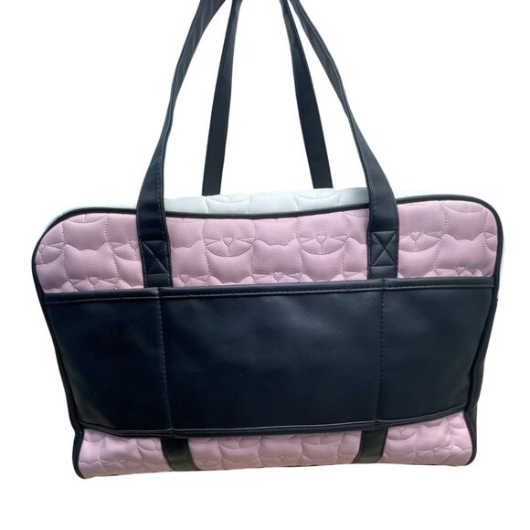 Luv Betsey Pink Quilted Cat Face With Shoulder Strap & Gold Accents Duffle Bag - Picture 7 of 15